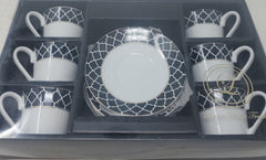 Lorren Home Trends Domino-6 Coffee Cups and 6 Saucers AP43