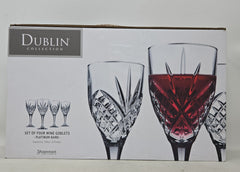 Set Of 4 Godinger Dublin Wine Goblets Platinum Band AP25