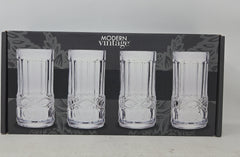 Set Of 4 Godinger Modern Vintage Prosperity Highball Glasses AP25
