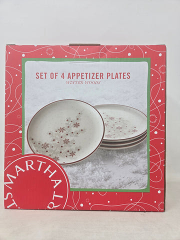 Set Of 4 Martha Stewart Winter Woods Appetizer Plates B9