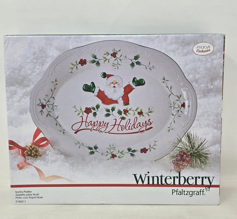 Pfaltzgraff Winterberry Happy Holidays Santa Platter B9