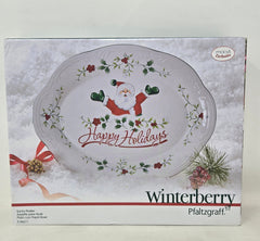 Pfaltzgraff Winterberry Happy Holidays Santa Platter B9