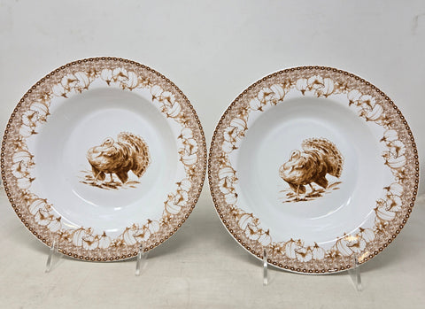 Set Of 2 Martha Stewart Collection Sepia Turkey Dinner Bowls F3