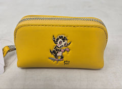 NWT Coach X Gary Baseman Yellow Leather Cosmetic Case GC1