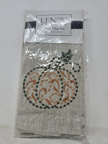 Set Of 4 Lenox French Perle Pumpkin Napkins B1