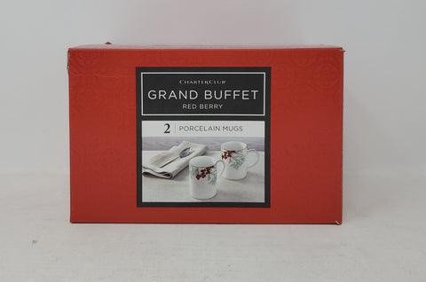 Set of 2 Charter Club Red Berry Mugs B4
