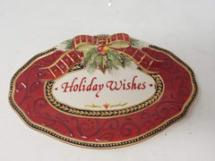 Fitz and Floyd "Holiday Wishes" Damask Holiday Sentiment Tray B8