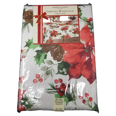 Bardwil Linens 60X84 Christmas Watercolor Poinsettia Tablecloth B3