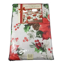 Bardwil Linens 60X120 Christmas Watercolor Poinsettia Tablecloth B3