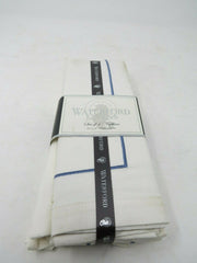 Waterford Linens Classic Cotton Napkins White with Blue Stitching Set of 4  AP24